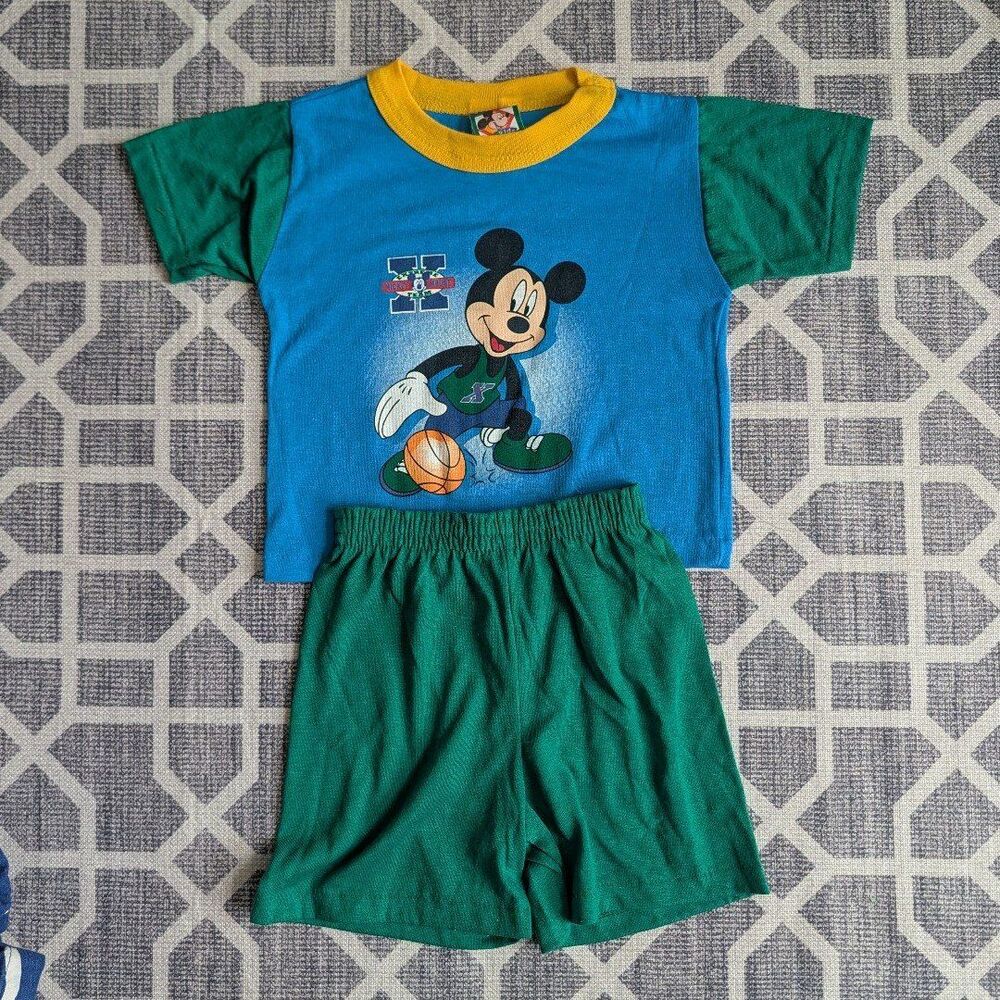 Vintage 90s Mickey's Stuff for Kids Stuff Basketball T-shirt/Shorts Outfit 3T